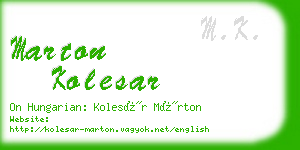 marton kolesar business card